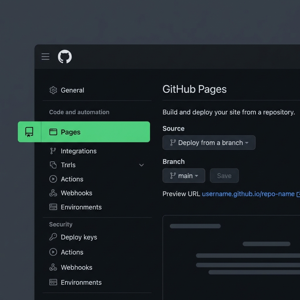 GitHub Pages Settings UI